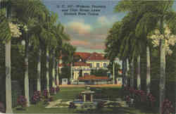 Widener Fountain and Club House Lawn Hialeah Race Course Postcard