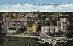 Looking toward Lincoln Memorial Bridge from Lake Michigan Milwaukee, WI Postcard Postcard