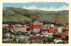 A Portion of Rapid City, showing Alex Johnson Hotel South Dakota Postcard Postcard