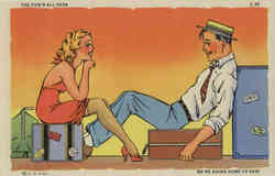 The Fun's all Over We're Going Home to Rest Postcard