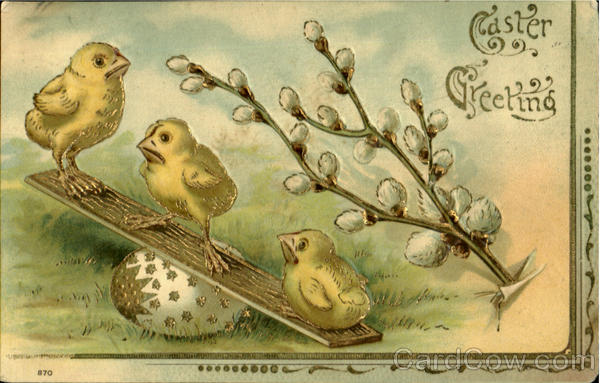 Easter Greeting With Chicks