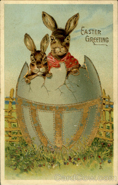 Easter Greeting With Bunnies