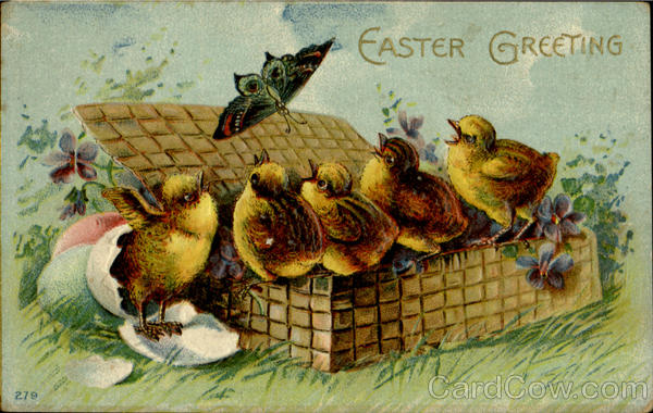 Easter Greeting With Chicks