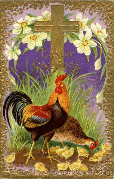 Easter Greetings with Chickens With Other Animals