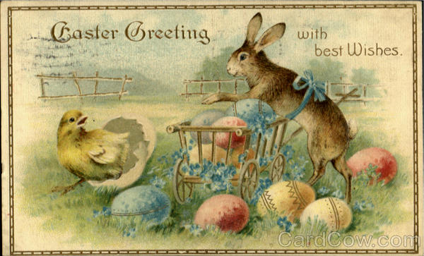 Easter Greeting With Best Wishes With Bunnies