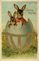Easter Greeting With Bunnies Postcard Postcard