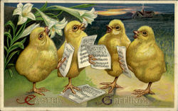 Easter Chicks Singing Postcard