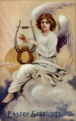 Easter Greetings With Angels Postcard Postcard