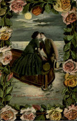 A Girl A Man A Boat The Moon And A Kiss Postcard