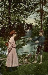 Children Fishing Postcard