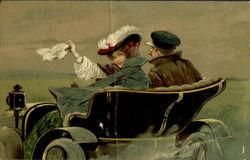 Couple in Car Postcard