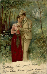 Couple in Love taking a Stroll in the Forest Postcard