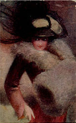 Glamour Woman with Hat Women Postcard Postcard