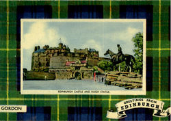 Edinburgh Castle And Haigh Statue Scotland Postcard Postcard