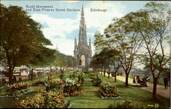 Scott Monument And East Princes Street Gardens Edinburgh, Scotland Postcard Postcard