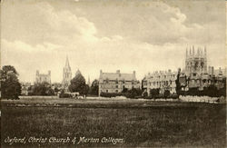 Christ Church & Merton Colleges Oxford, England Oxfordshire Postcard Postcard