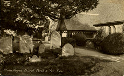 Stoke Pages Church Porch & Yew Tree Postcard