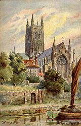 Worcester Cathedral England Postcard Postcard