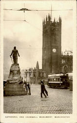 Cathedral And Cromwell Monument Manchester, England Greater Manchester Postcard Postcard
