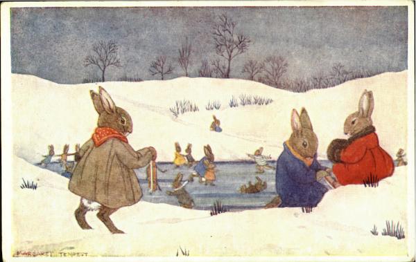 Fun on the Ice - Skating Margaret Tempest Artist Signed
