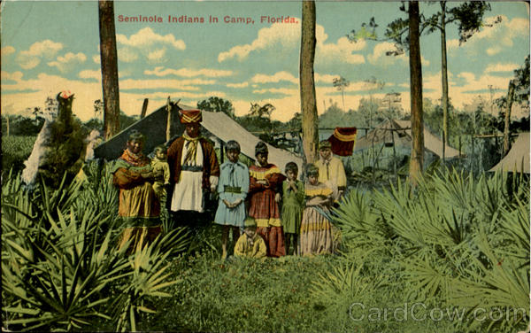 Seminole Indians In Camp, Florida Native Americana