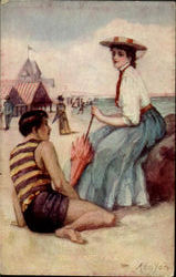 Care Free Beach Scene Postcard