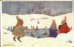 Fun on the Ice - Skating Postcard