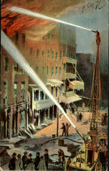 Water Tower, Fire Postcard