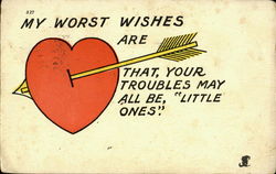 My Worst Wishes Hearts Postcard Postcard