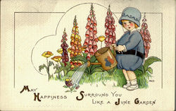 May Happiness Surround You Like A June Garden With Children Postcard Postcard