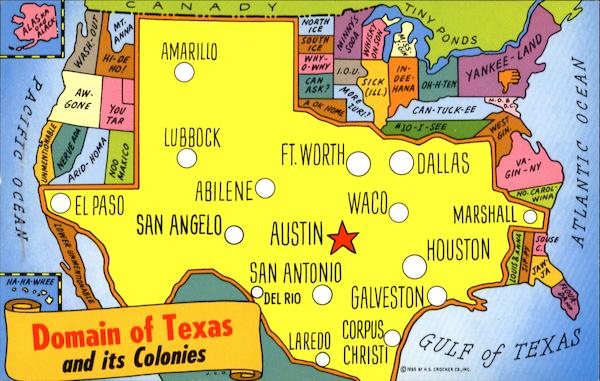 Domain Of Texas And Its Colonies