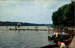 Boat Dock And Beach At Vails Grove, Peach Lake Postcard