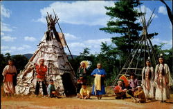 An Indian Chief And His Family In Residence, Indian Village Postcard