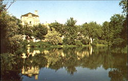 Memorial Union Reflected In Lake Laverne, Iowa State University Ames, IA Postcard Postcard