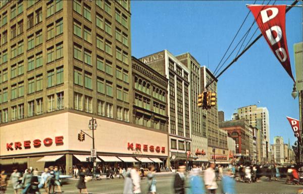 Looking North On Famous Woodward Avenue Detroit Michigan