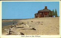 Beach House On Lake Michigan Ludington, MI Postcard Postcard