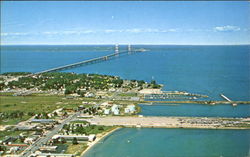 Aerial View Of Mackinaw City Michigan Postcard Postcard