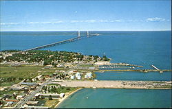 Aerial View Of Mackinaw City Michigan Postcard Postcard