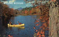 Canoeing On An Autumn Day Postcard