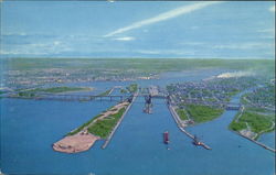 The American Soo Locks Sault Ste. Marie, MI Postcard Postcard