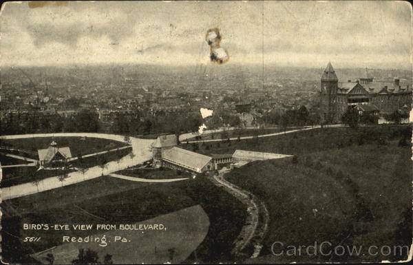 Bird's Eye View From Boulevard Reading Pennsylvania
