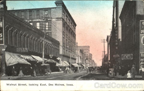 Walnut Street Looking East Des Moines Iowa