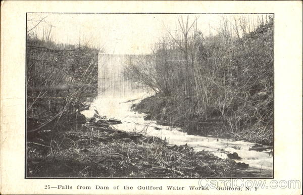 Falls From Dam Of The Guilford Water Works New York