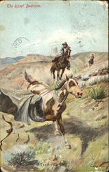 The Upset Bedroom Cowboy Western Postcard Postcard