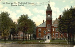 High School And West Ward School Buildings Postcard