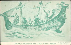 Henry Hudson On The Half Moon Postcard