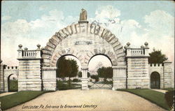 Entrance To Greenwood Cemetery Lancaster, PA Postcard Postcard