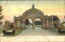 Entrance To Greenwood Cemetery Lancaster, PA Postcard Postcard