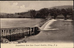 Susquehanna River Dam Toward Unadilla Sidney, NY Postcard Postcard