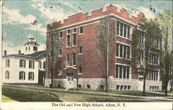 The Old And New High School Afton, NY Postcard Postcard